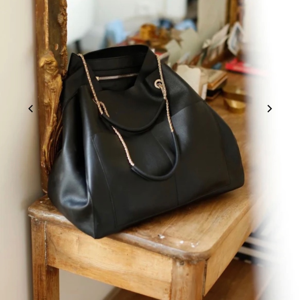 Sezane Gaby bag in smooth black leather